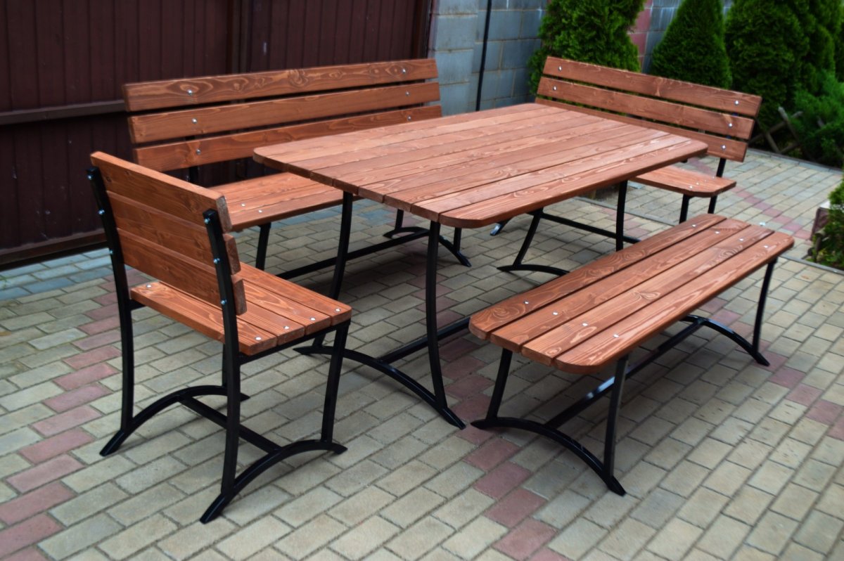 Садовые столы и скамейки из металла