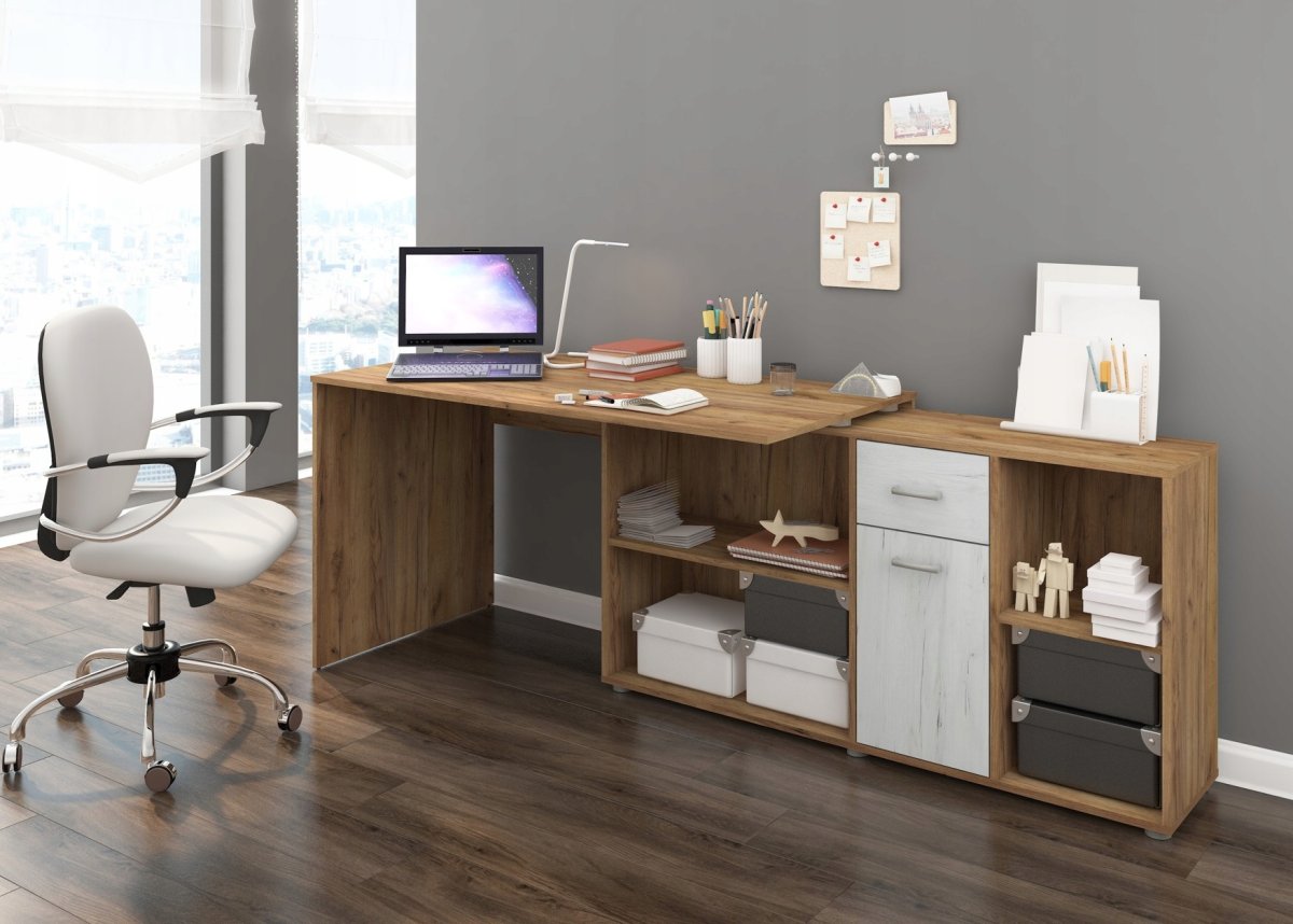 Стол компьютерный дуб крафт белый