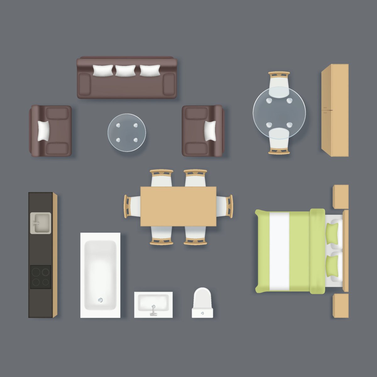 Набор мебели вид сверху