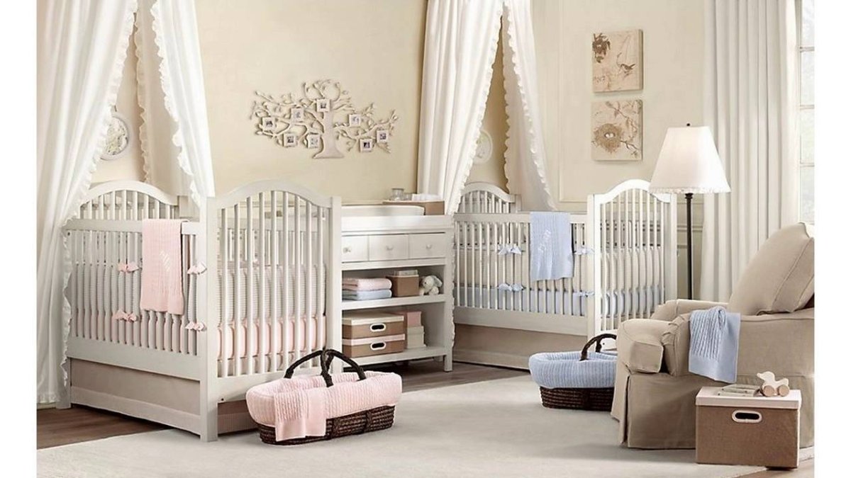 Спальня для новорожденной двойни