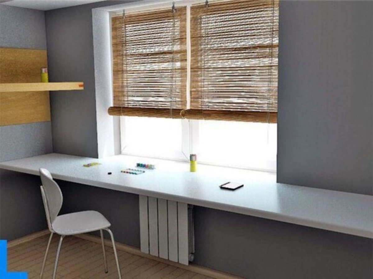 Подоконник-столешница в комнате