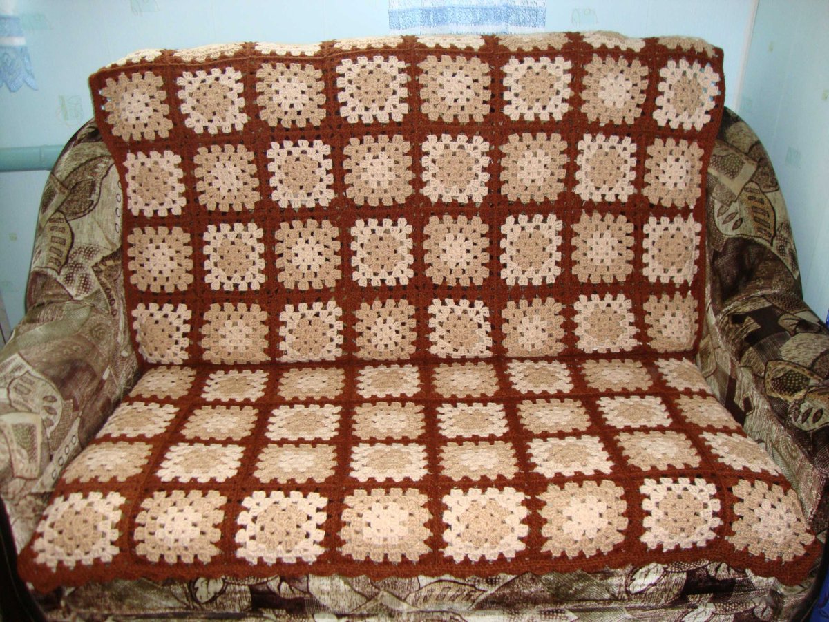 Плед крючком на диван