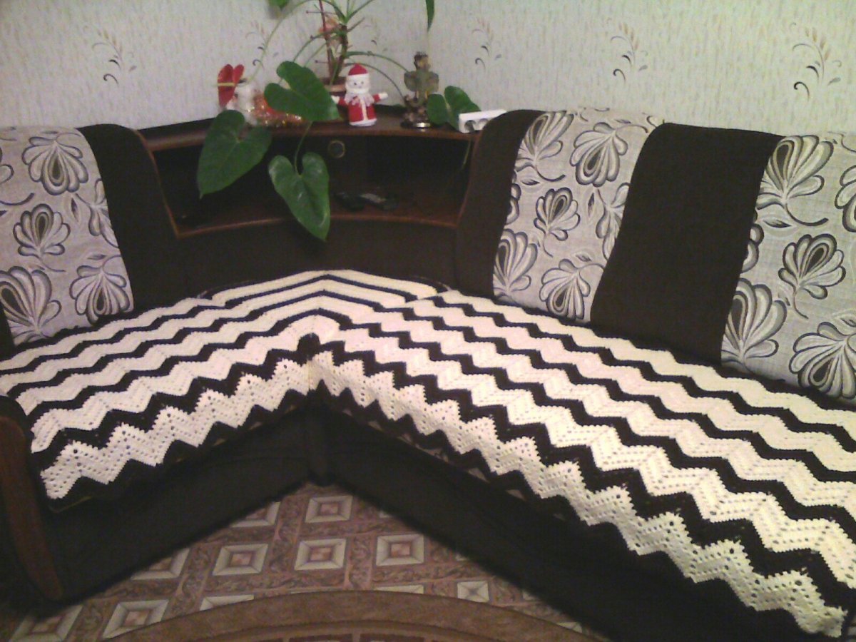 Плед крючком на диван