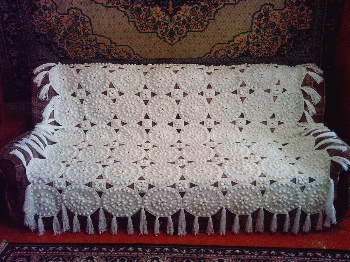 Покрывало на диван крючком