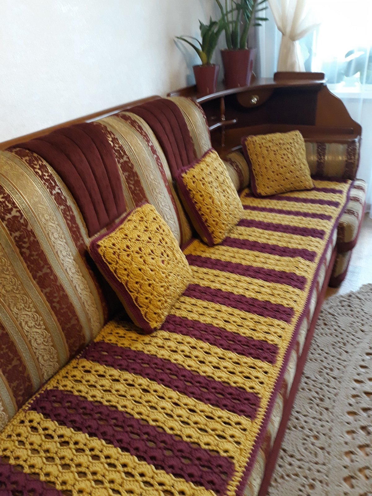 Покрывало на диван крючком