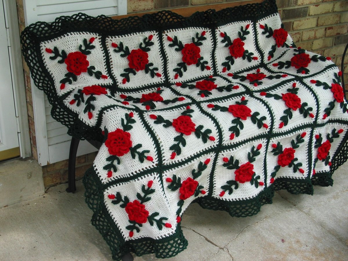 Покрывало на диван крючком