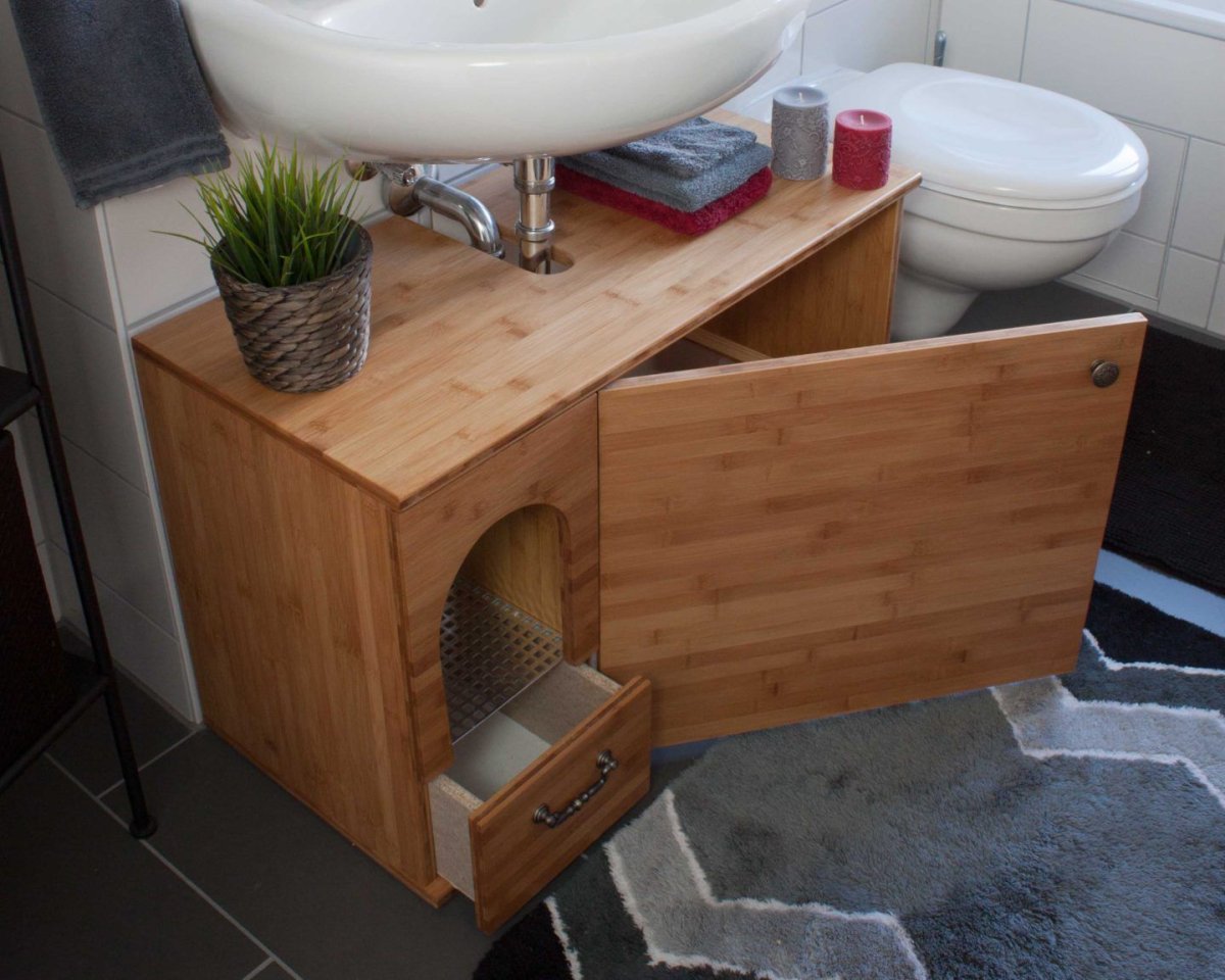 Кошачий туалет под раковиной