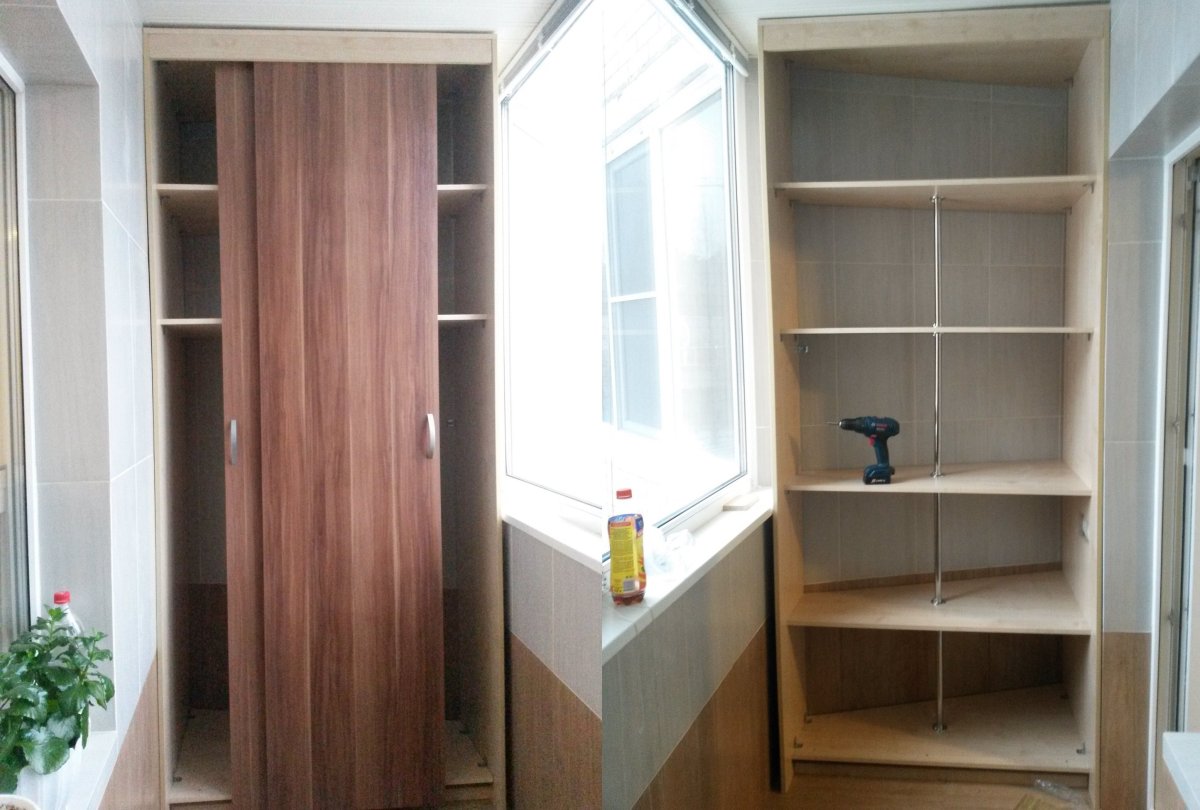 Угловой стеллаж на балкон