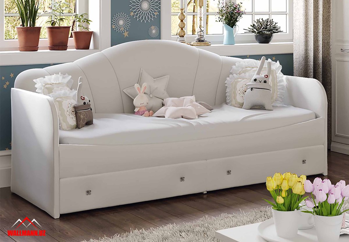 Кровать с мягкой спинкой и ящиками ТРИЯ «Сабрина» 900