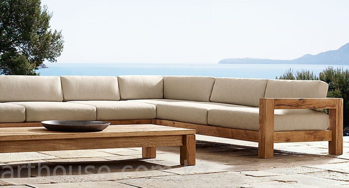 Угловой диван деревянный Террасный