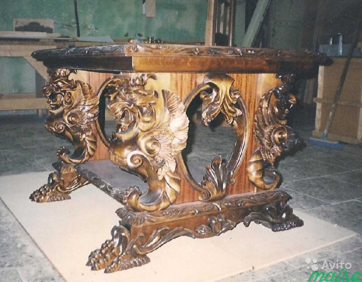 Резьба по дереву стол мебель