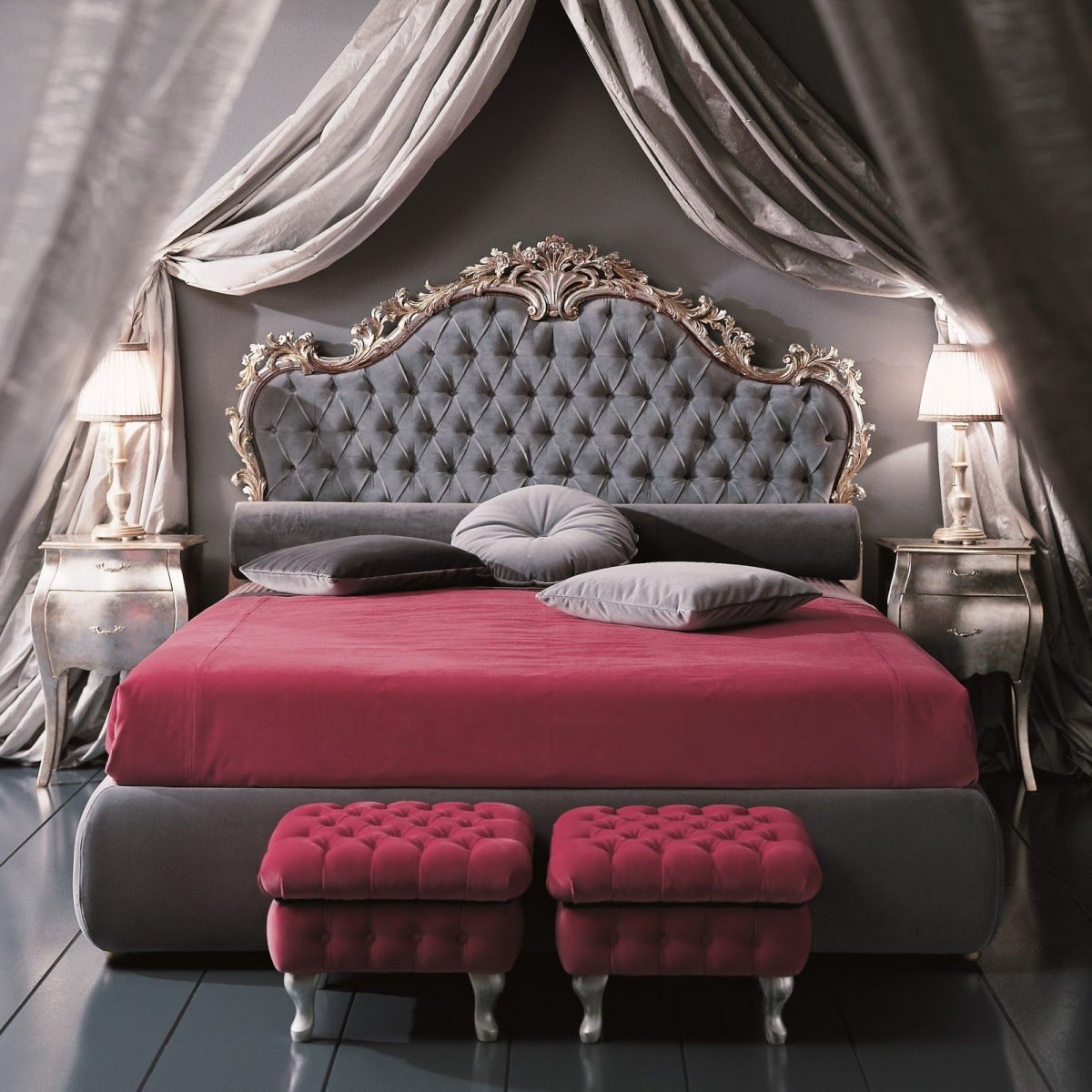 Кровать с высоким изголовьем