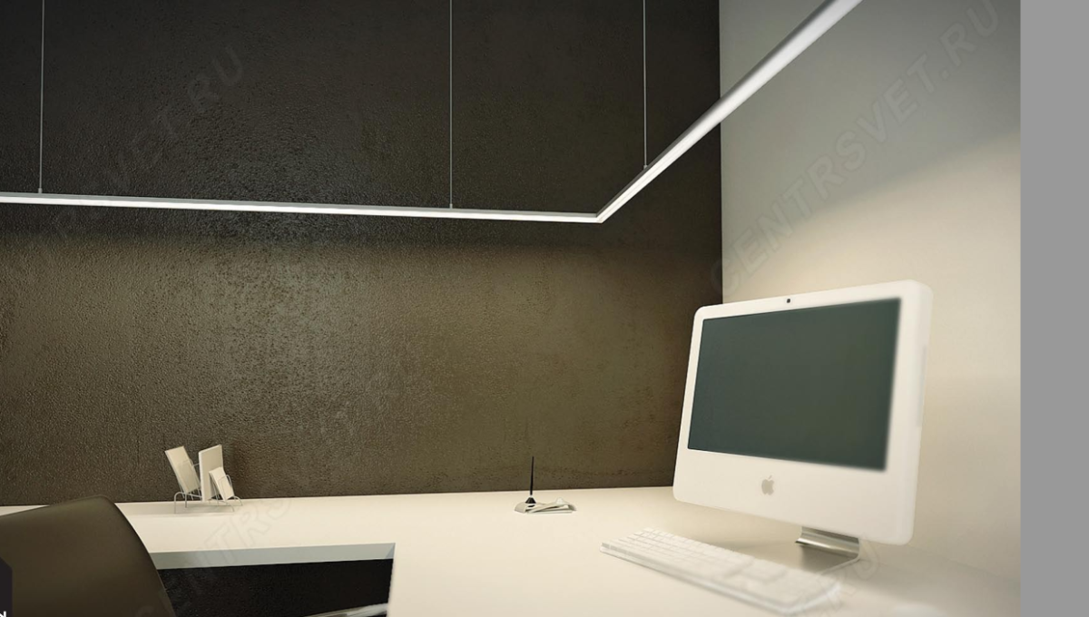 Линейный светодиодный светильник над письменным столом