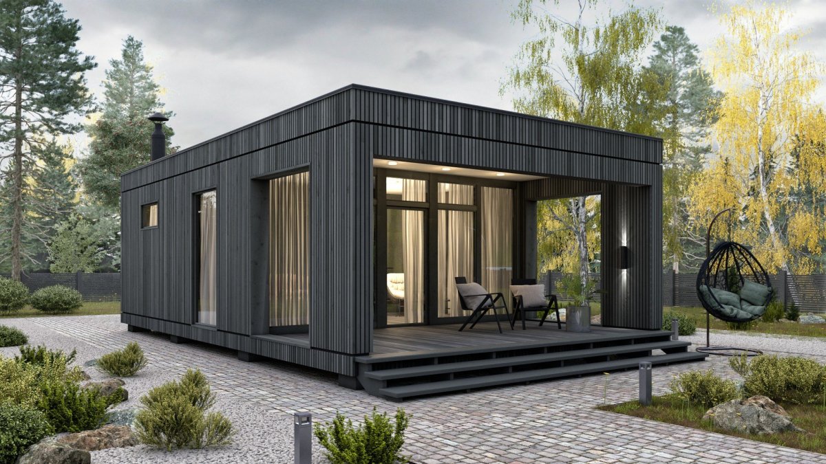 Минидом плоской кровлей