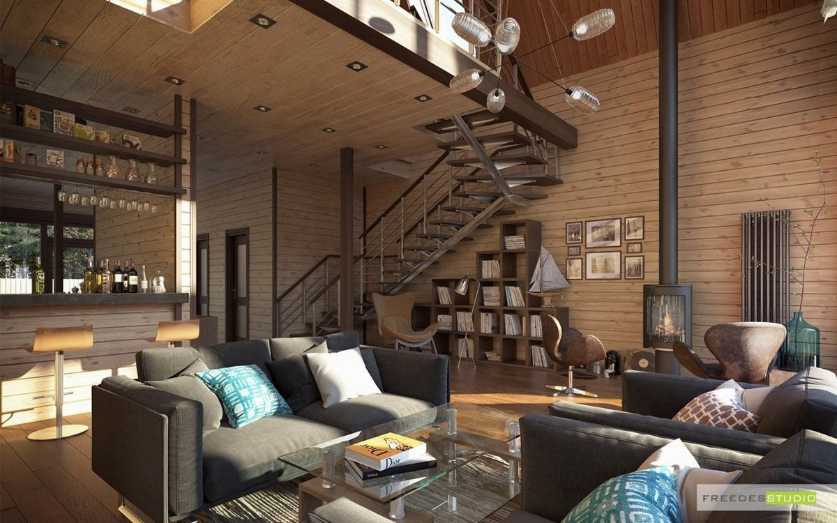 Визуализация интерьера каркасного дома