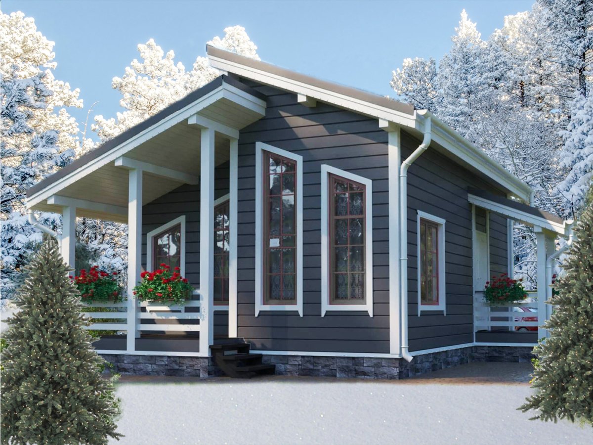 Каркасный одноэтажный зимний дом