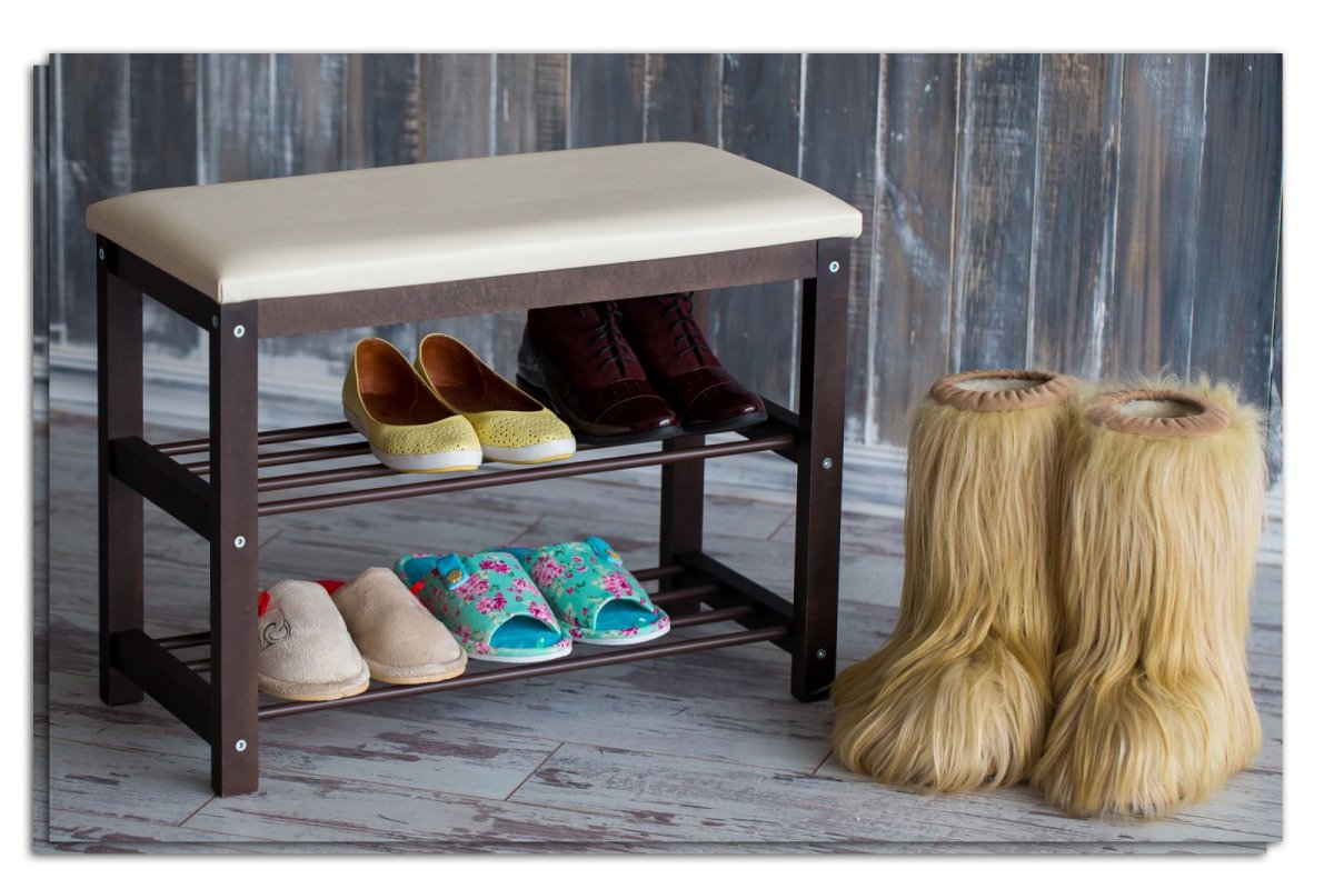 Пуфик в прихожую с полкой для обуви