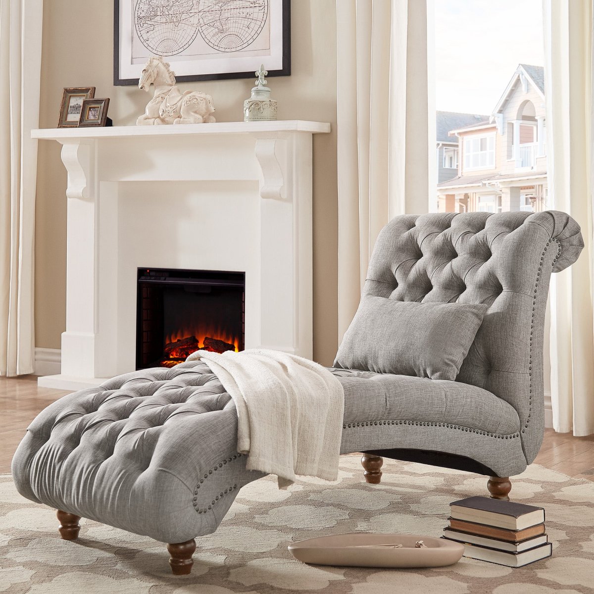 Gray Tufted Lounge material