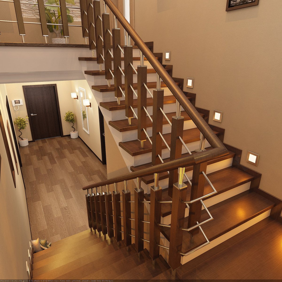 Лестница на второй этаж и в подвал