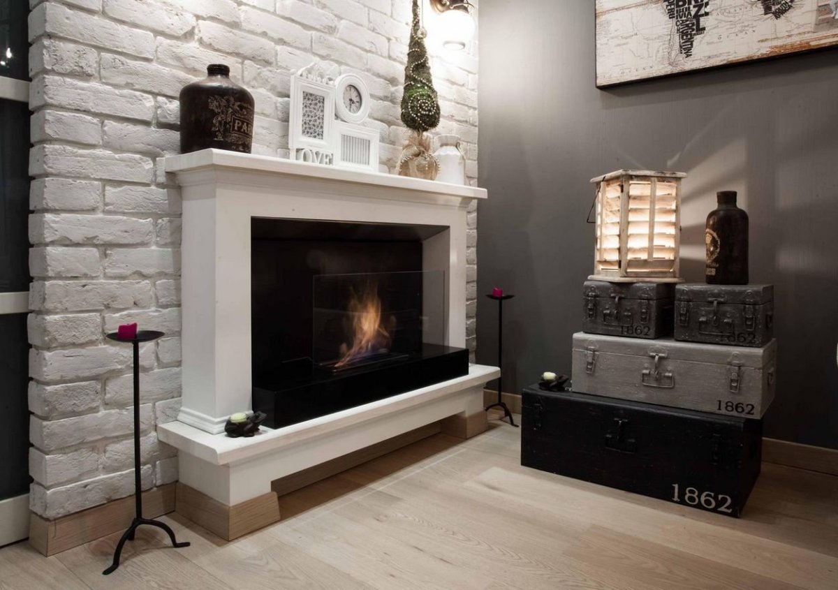 Камин в скандинавском интерьере