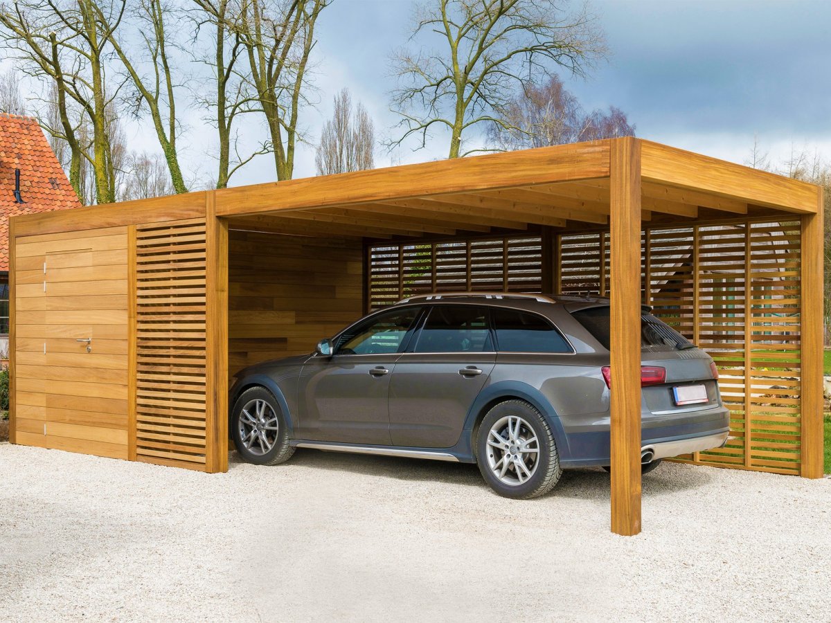 Навес для автомобиля дерево