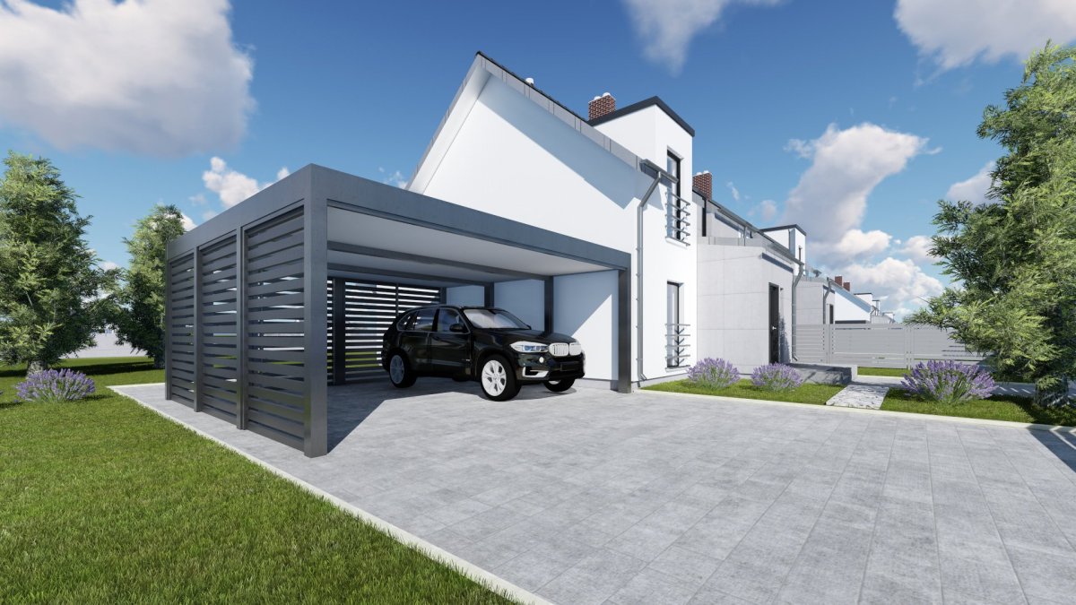 Гараж с навесом для машины