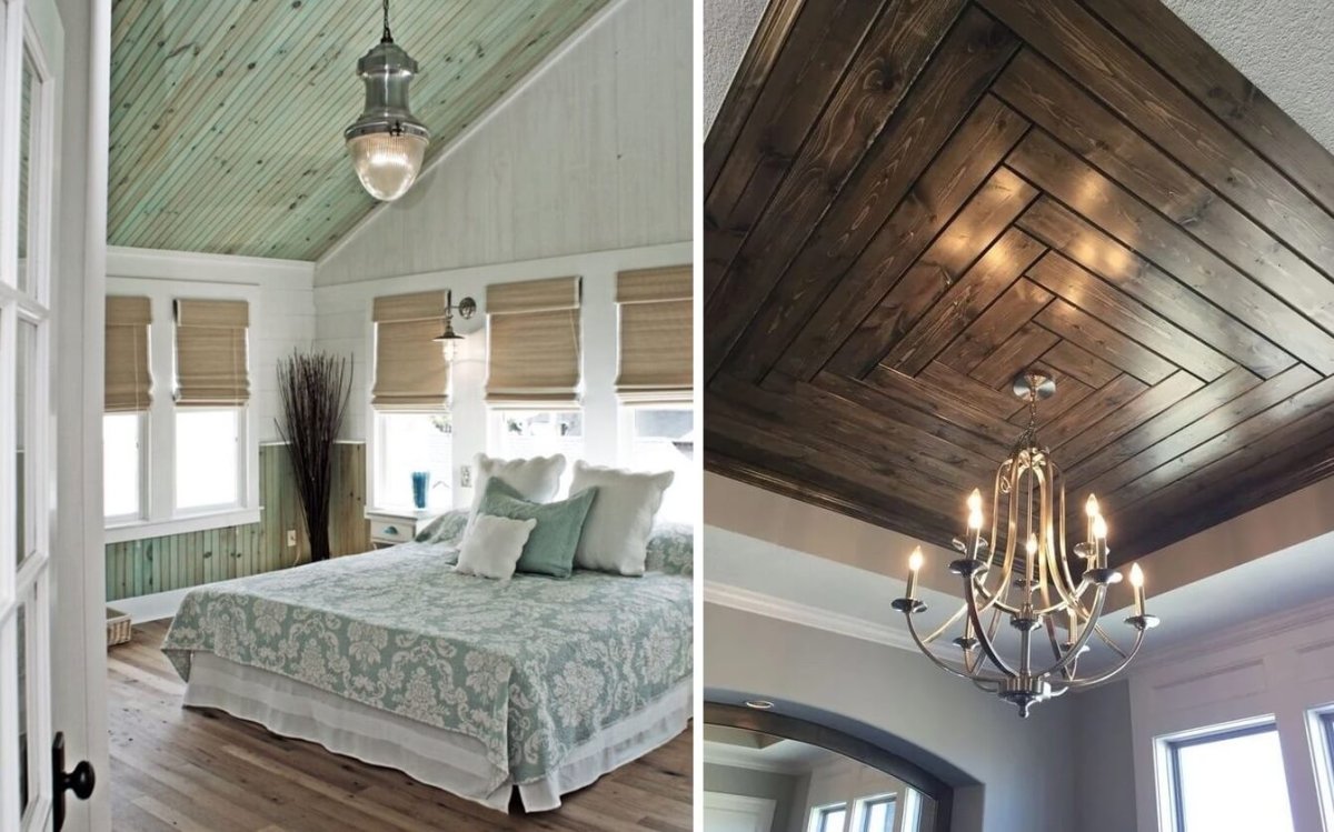 Потолок из деревянной вагонки