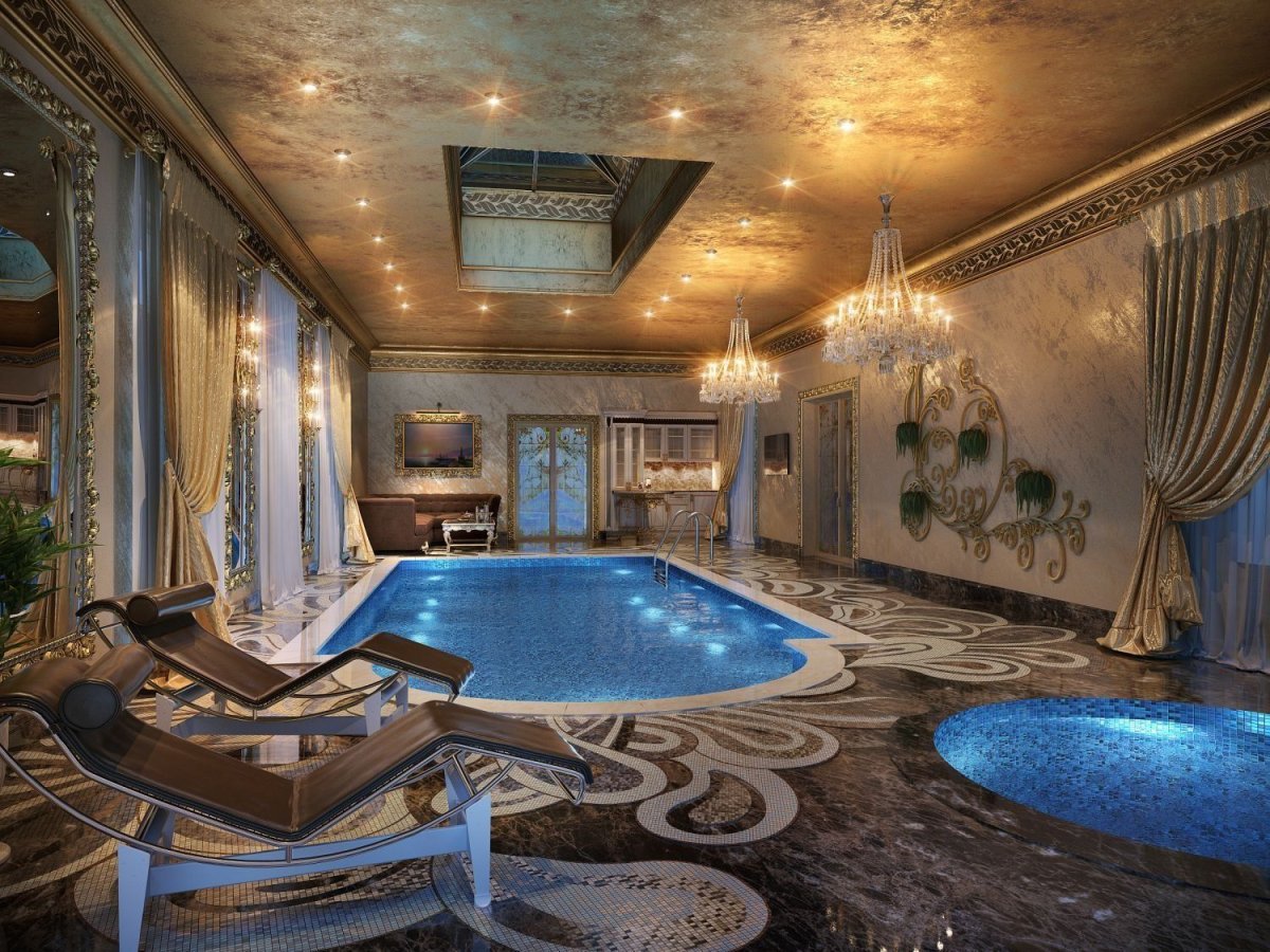 Красивый бассейн в доме