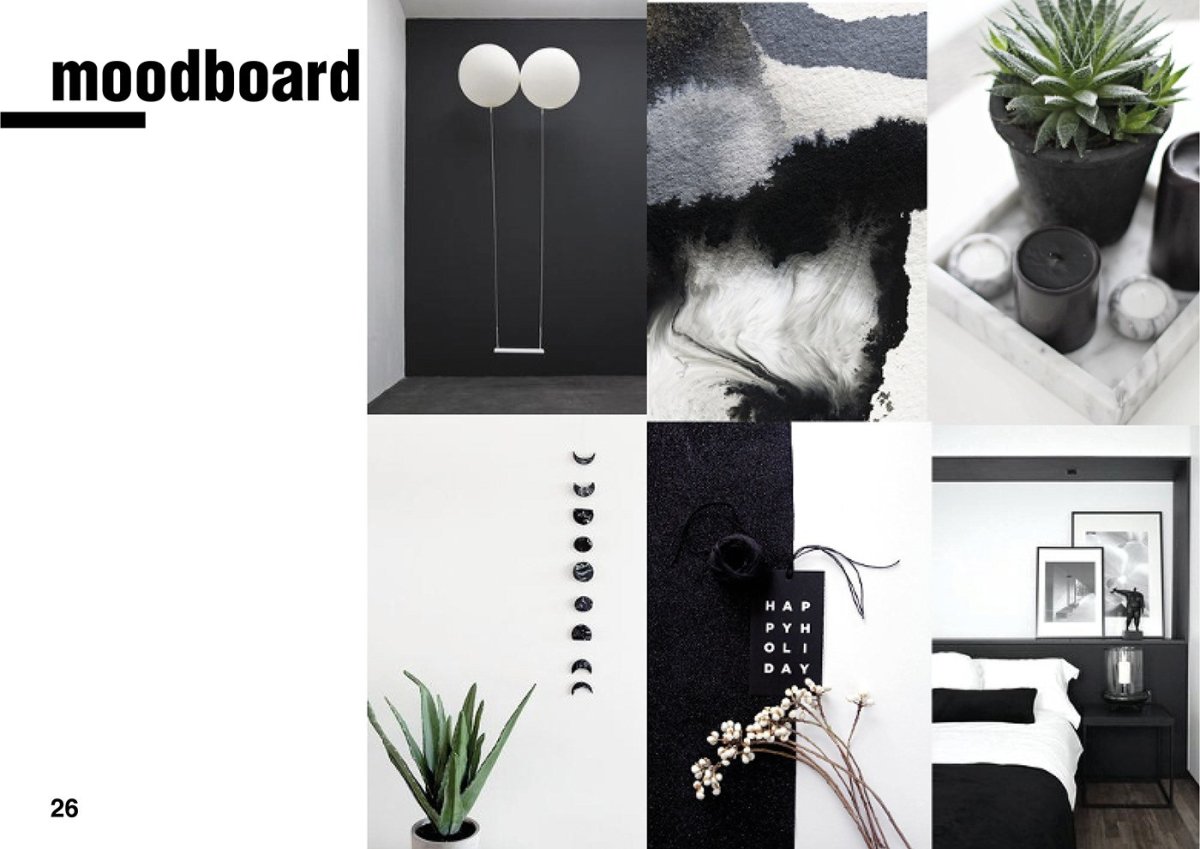 Мудборд интерьера темные тона