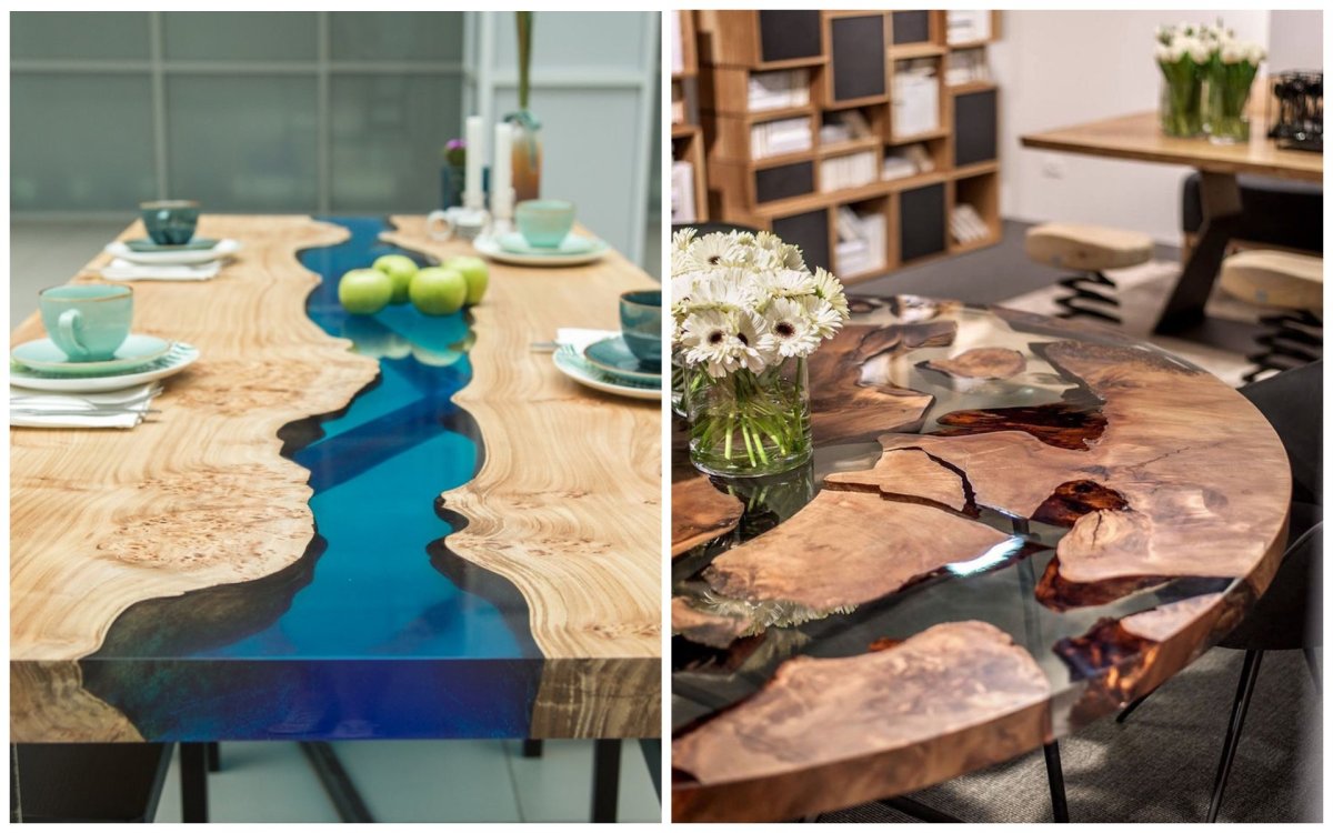 Стол из эпоксидной смолы и дерева