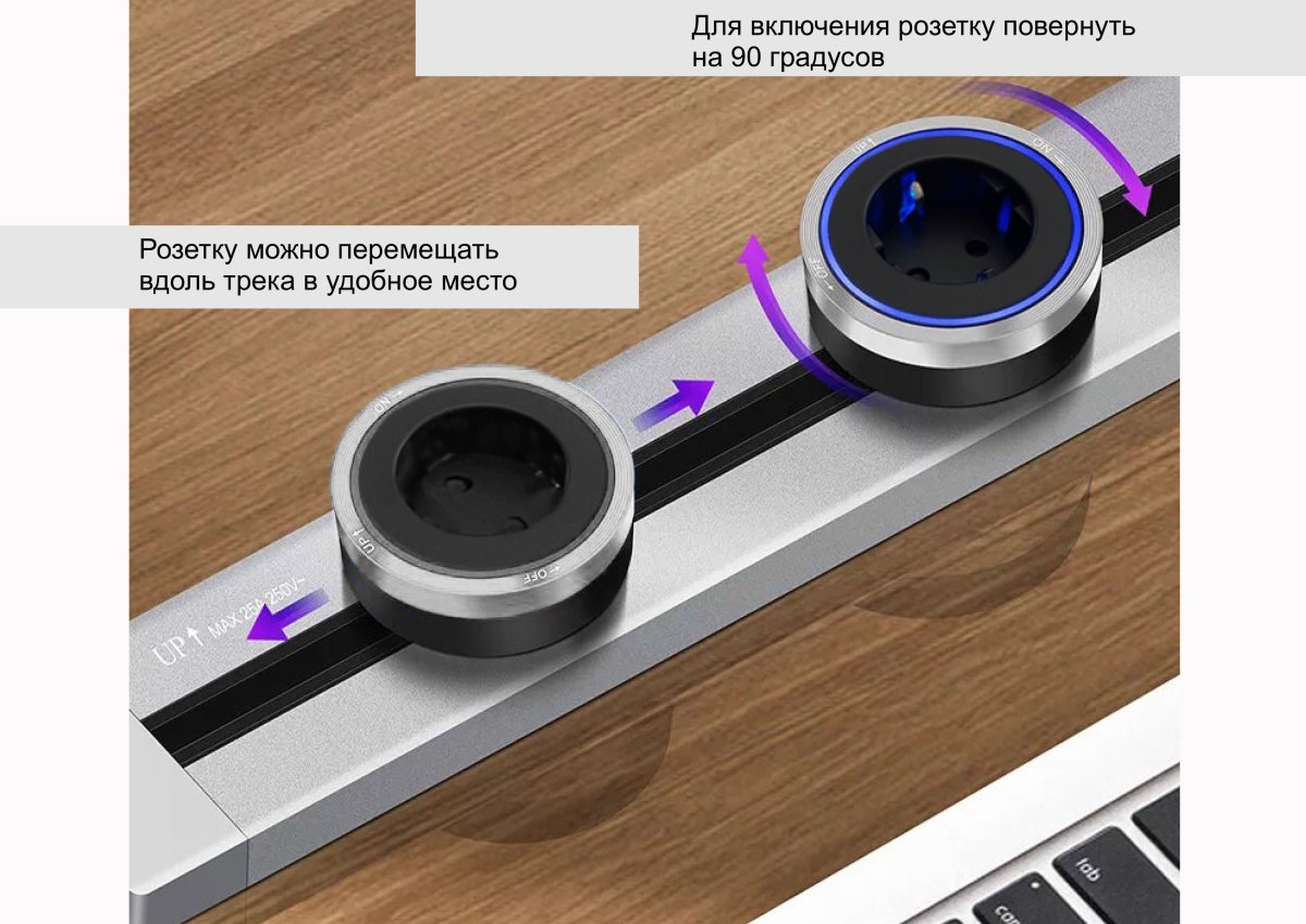 Трековая система розеток для кухни