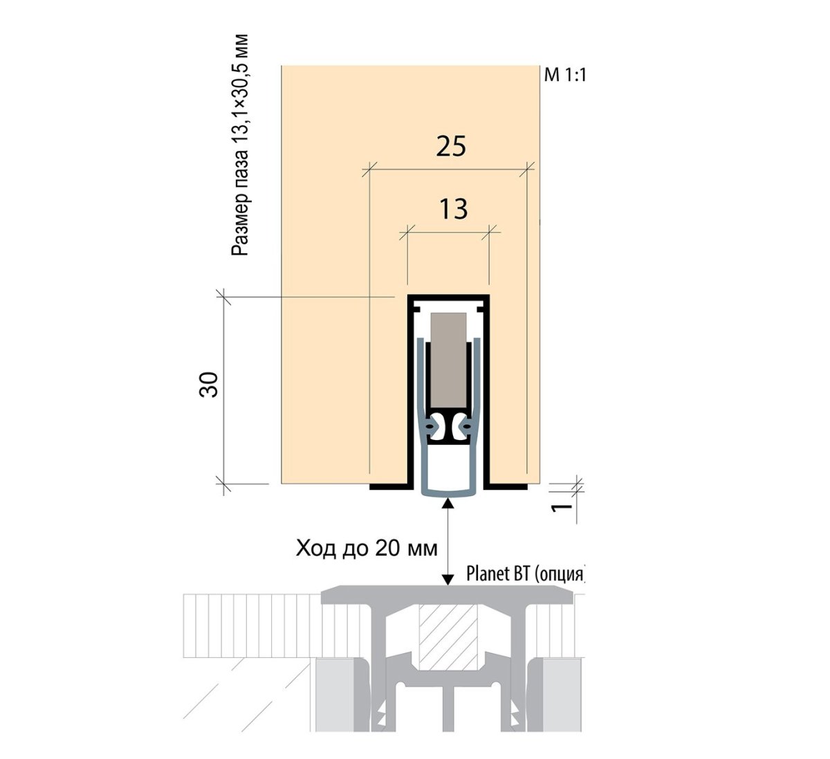 Выпадающий порог Hafele