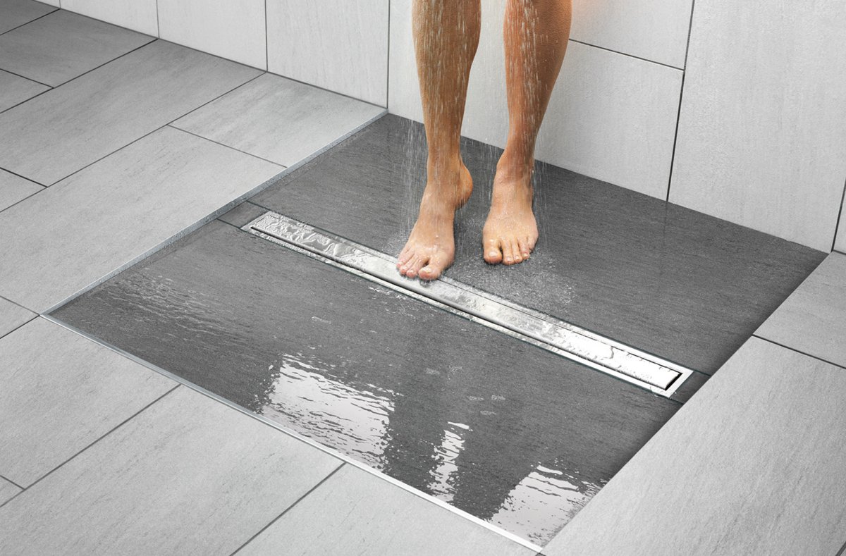 Щелевой трап для душа в полу под плитку