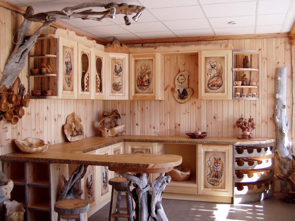 Резная кухня из дерева