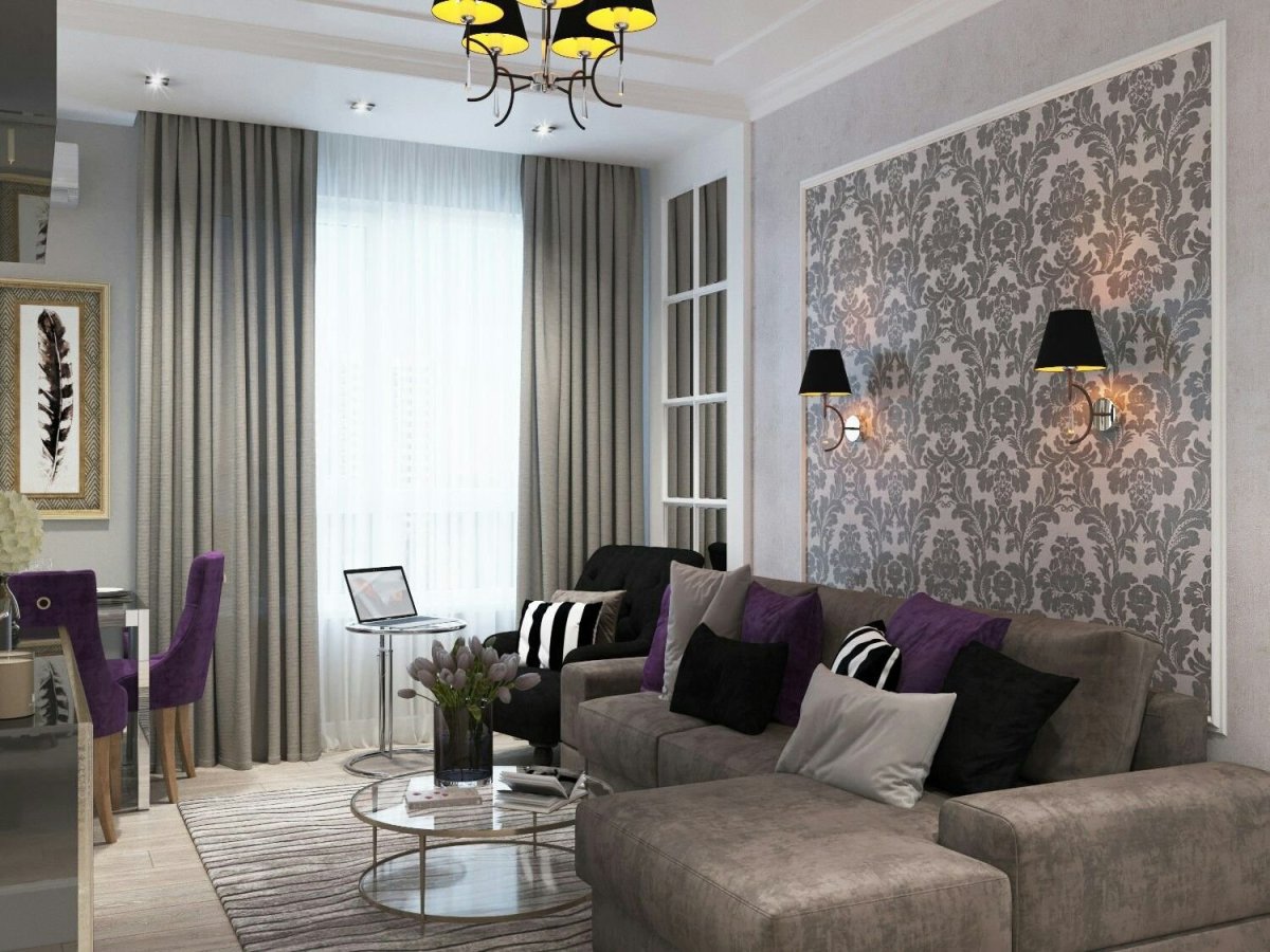 Гостиная в серых оттенках