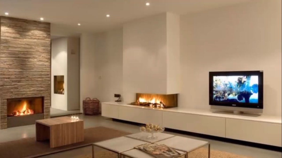 Камины в интерьере гостиной