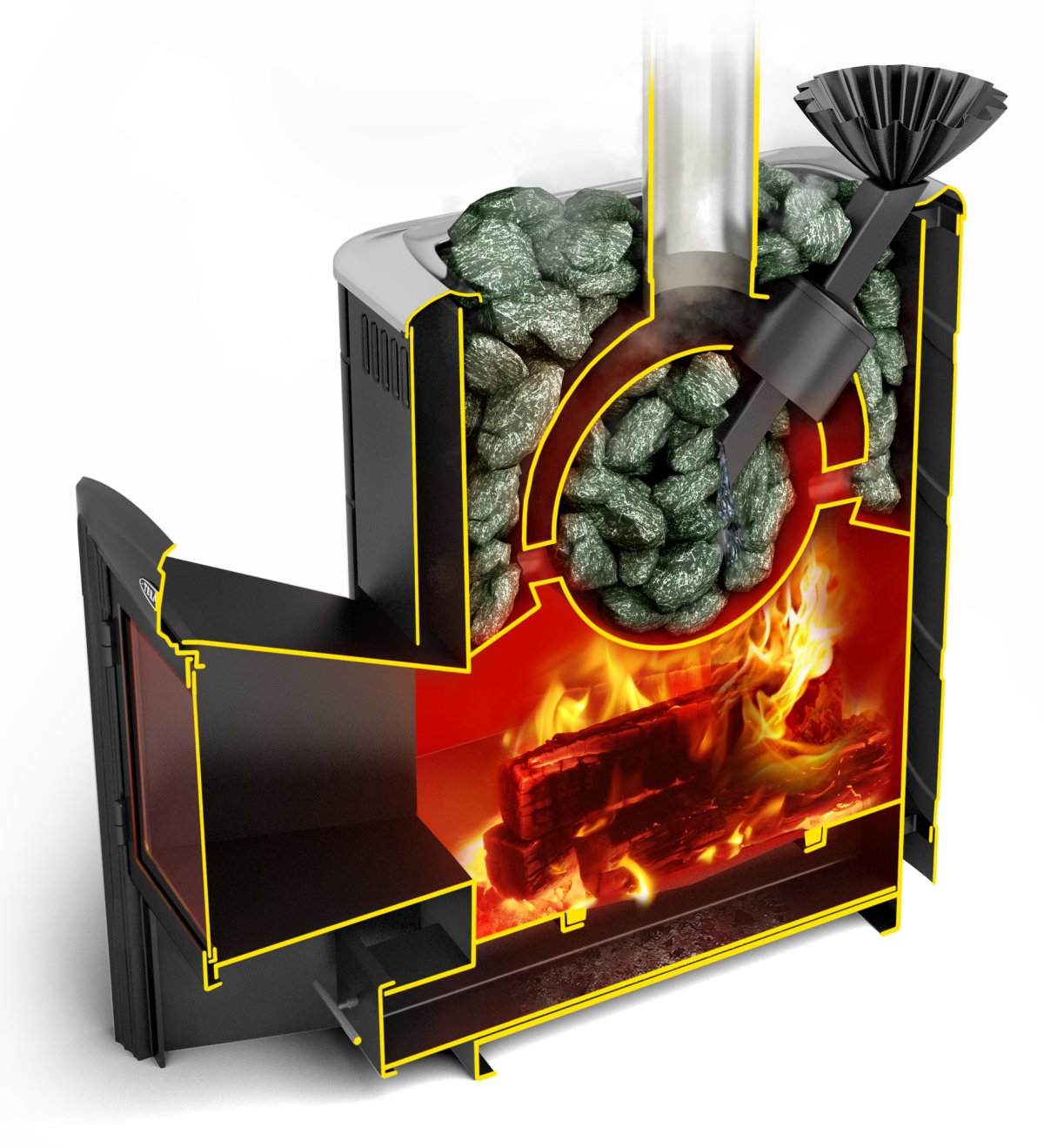 Печь банная ТМФ Гейзер 2014 inox Витра ЗК антрацит