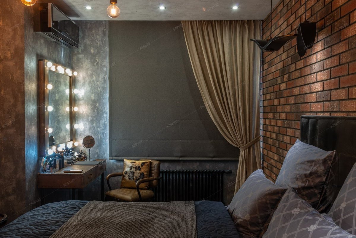 Шторы в стиле лофт в интерьере