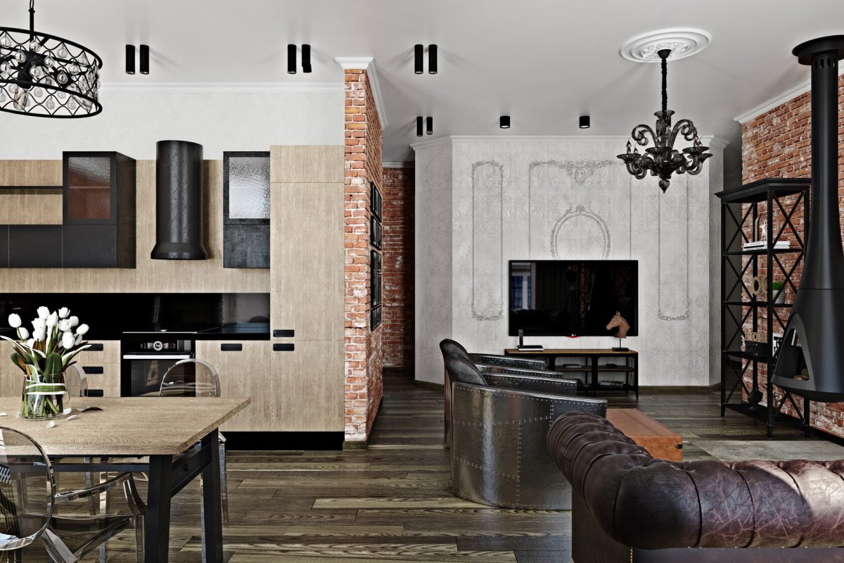 Лофт с элементами классики в интерьере