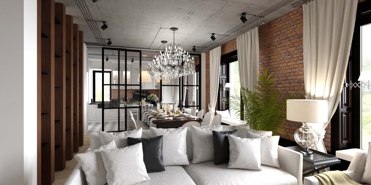 Сочетание лофта и классики в интерьере