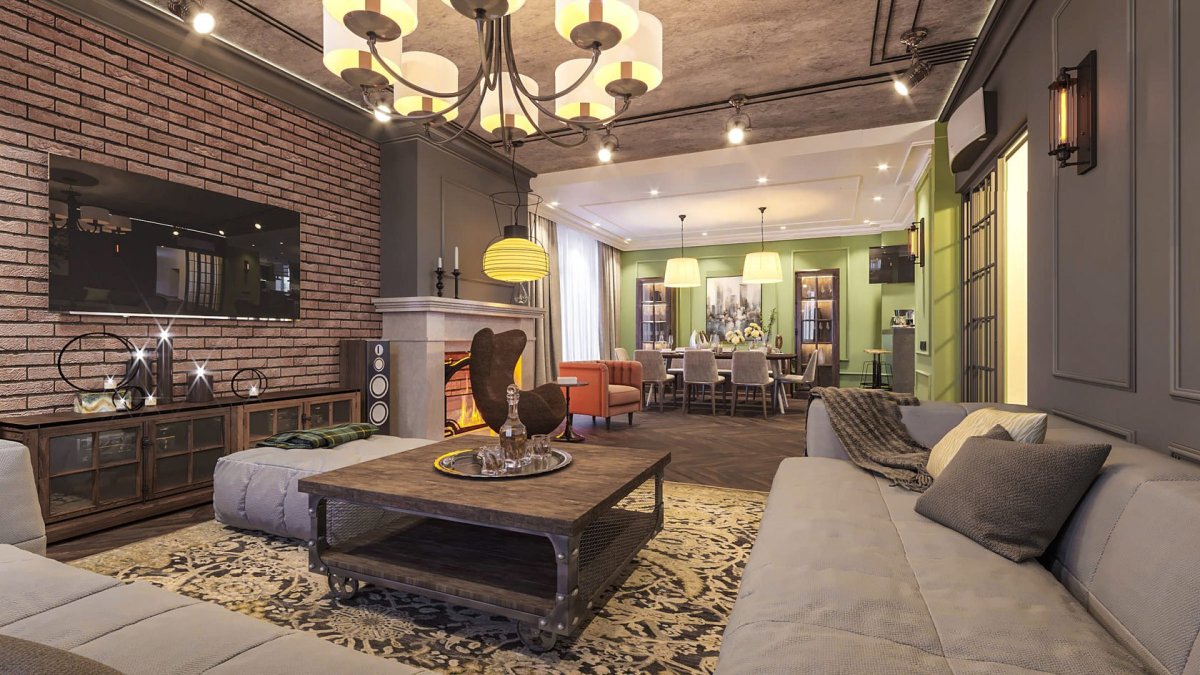 Гостиная Эклектика лофт