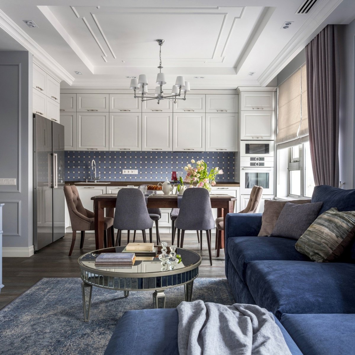 Кухня-гостиная Неоклассика 20 кв метров