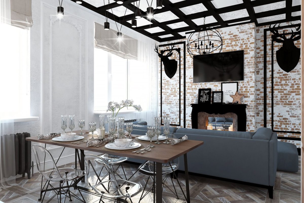 Лофт с элементами классики в интерьере