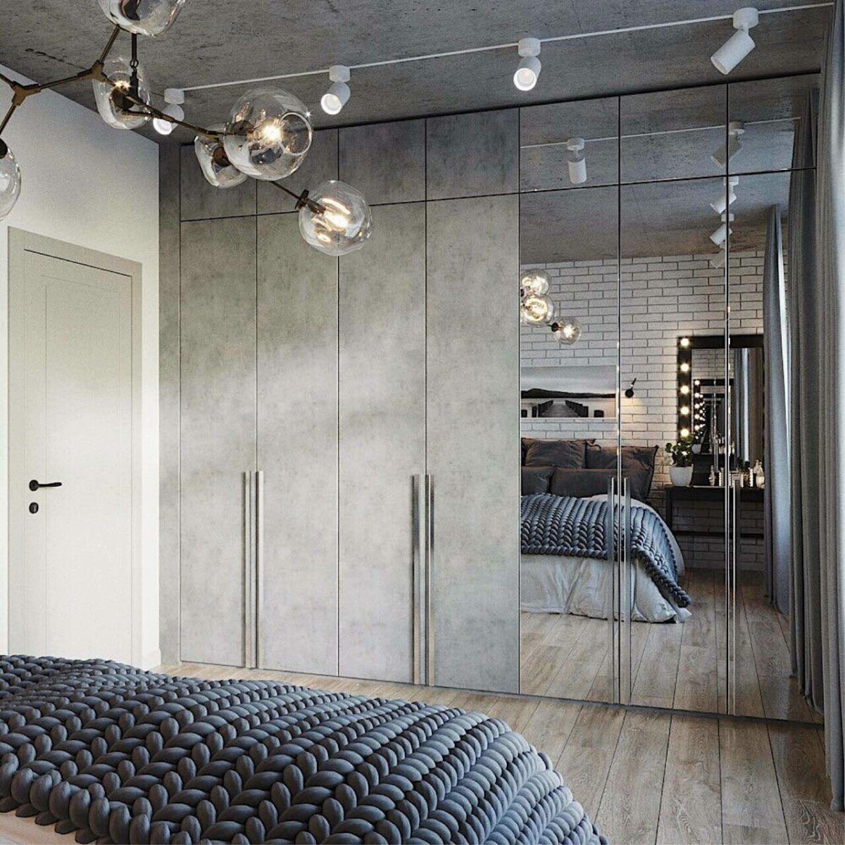 Шкаф в стиле лофт с зеркалом