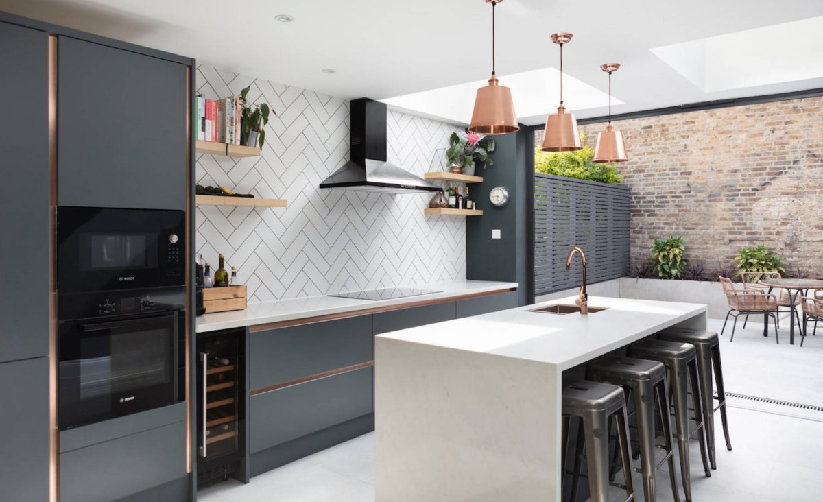 Современная кухня без верхних шкафов