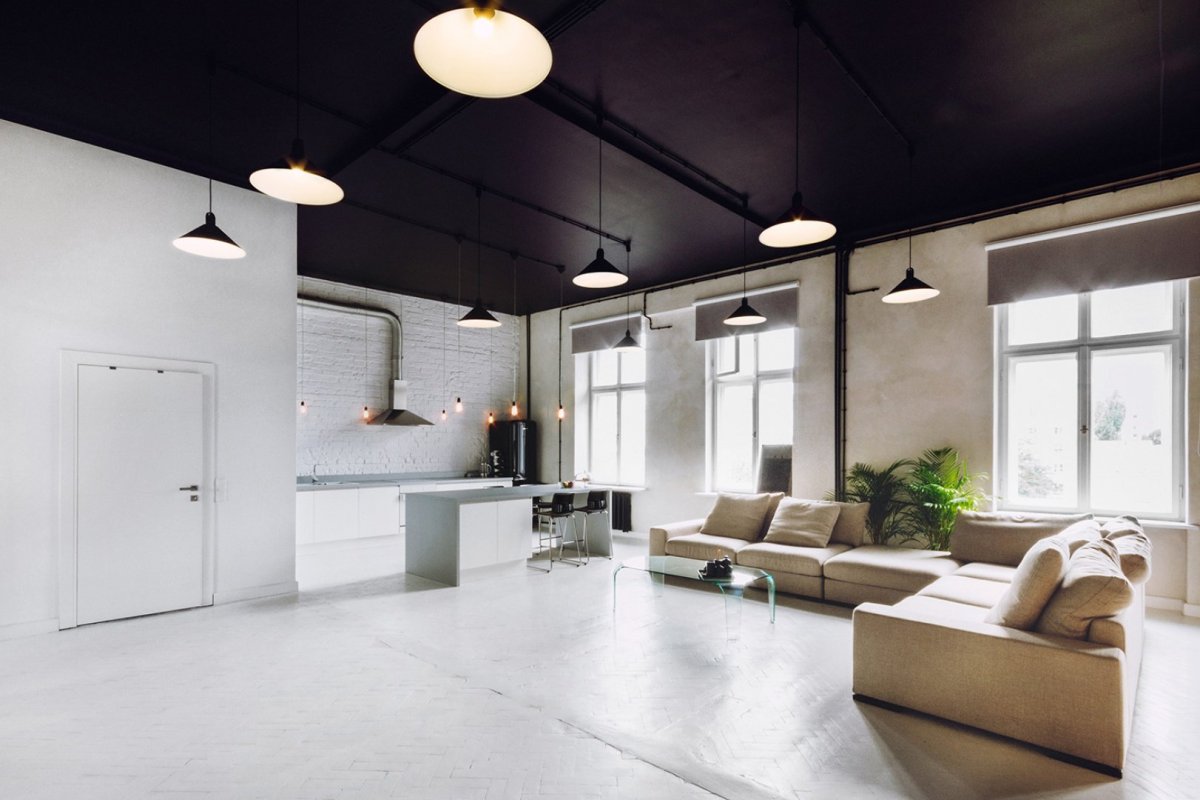 Бетонный потолок в офисе