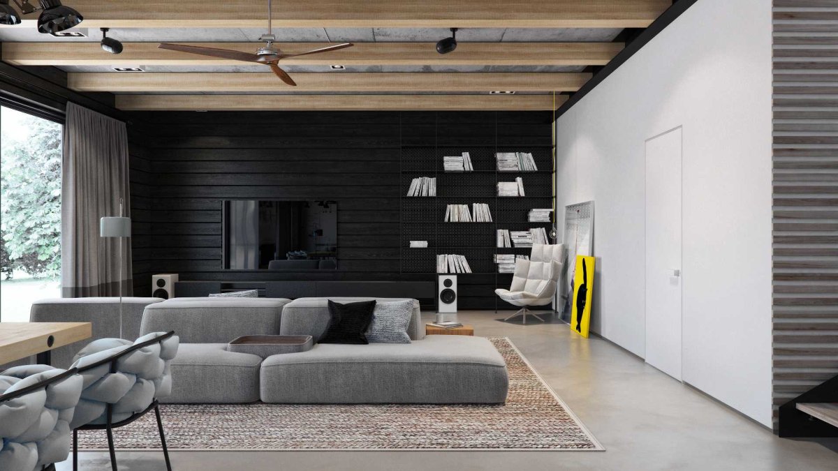 Гостиная в стиле лофт