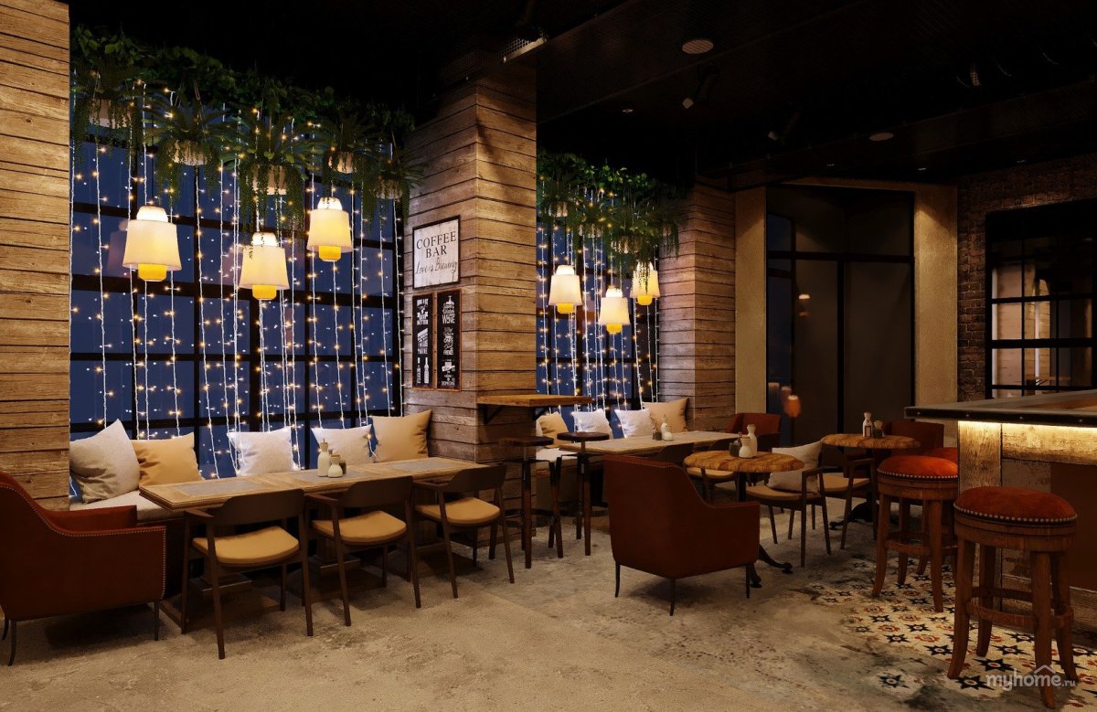 Интерьер ресторана в стиле лофт