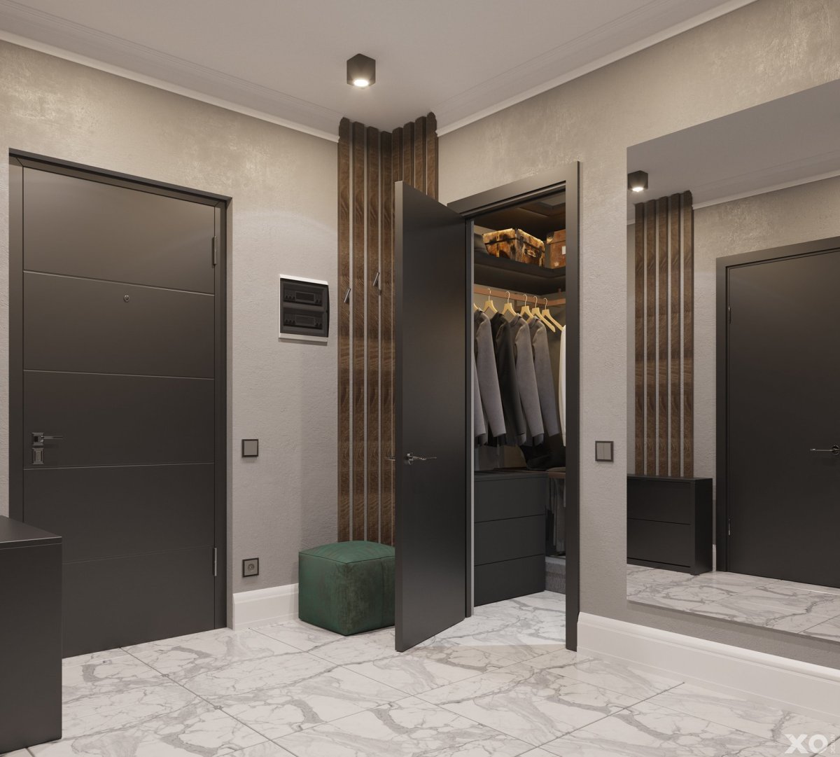 Прихожая в коричневом цвете