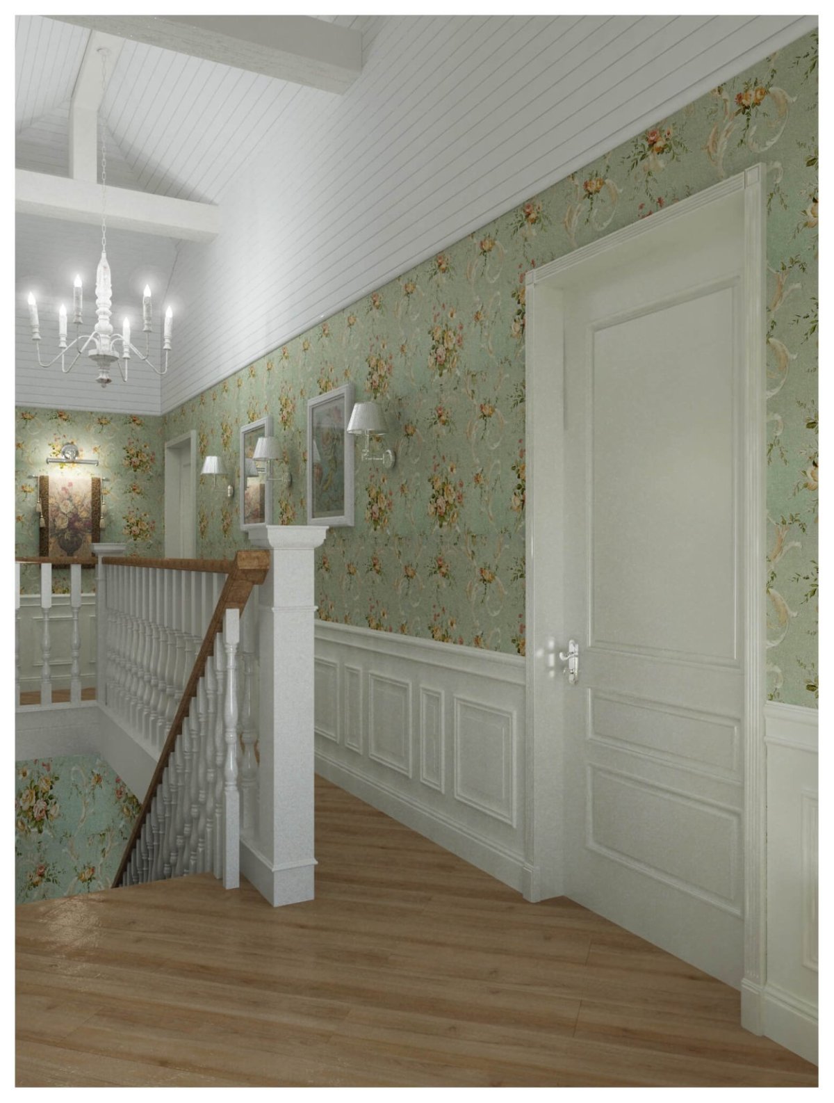 Отделка стен деревянными панелями в стиле Прованс